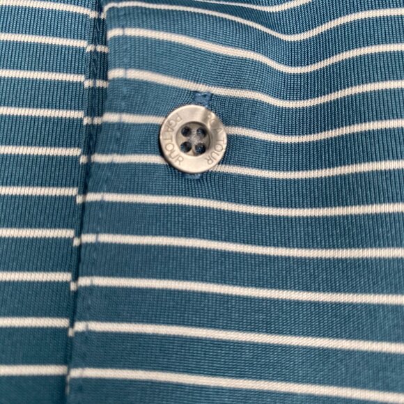 PGA TOUR Striped Polo Shirt Men’s Size Small Real Teal,Golf,Sun Protection - Picture 9 of 12